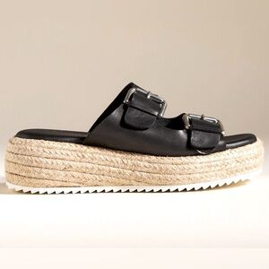 Anthropologie Double Buckle Platform Sandals